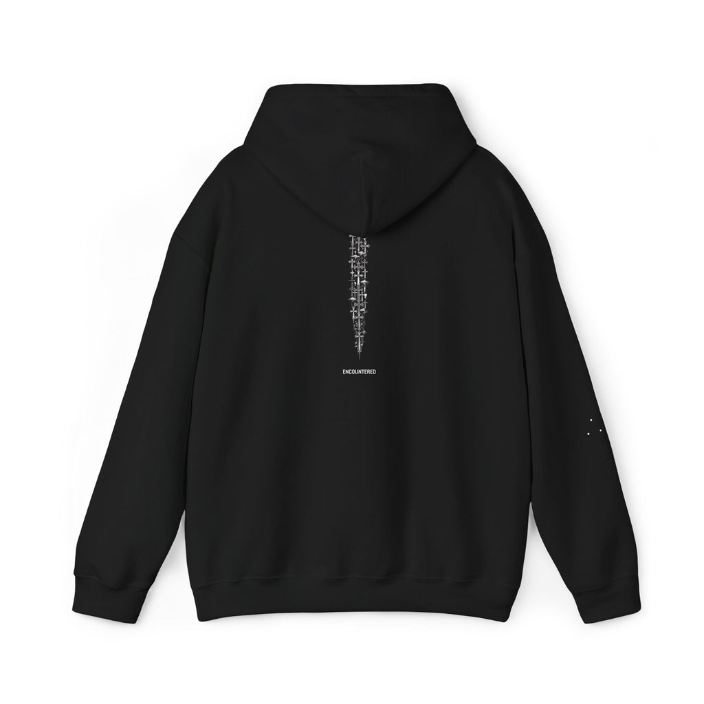 UFO Cross Hoodie — Minimal Black Pullover