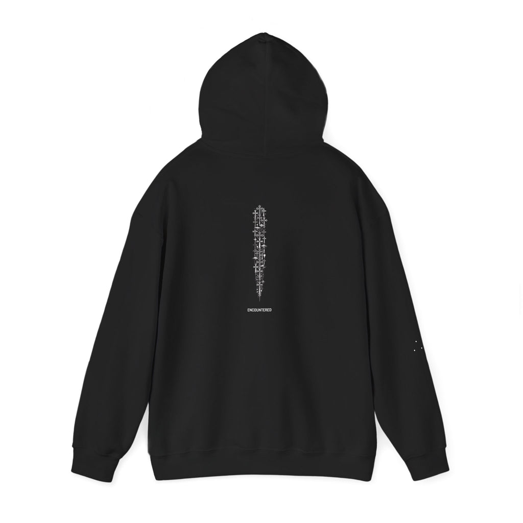 UFO Cross Hoodie — Minimal Black Pullover