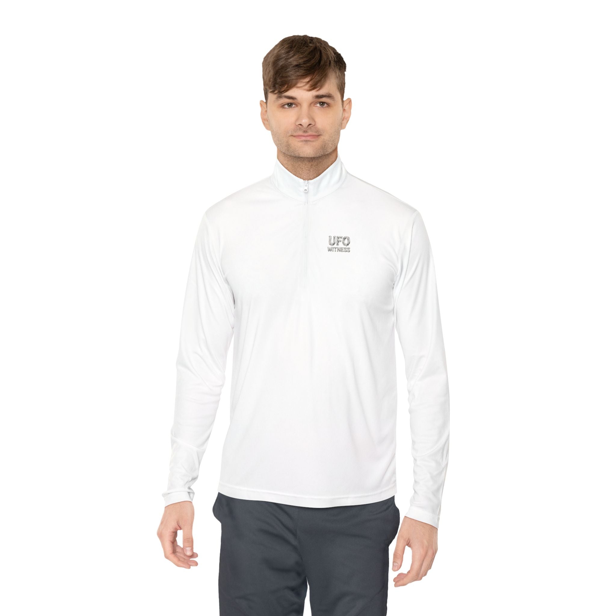 Embroidered 'UFO Witness' Quarter-Zip Pullover