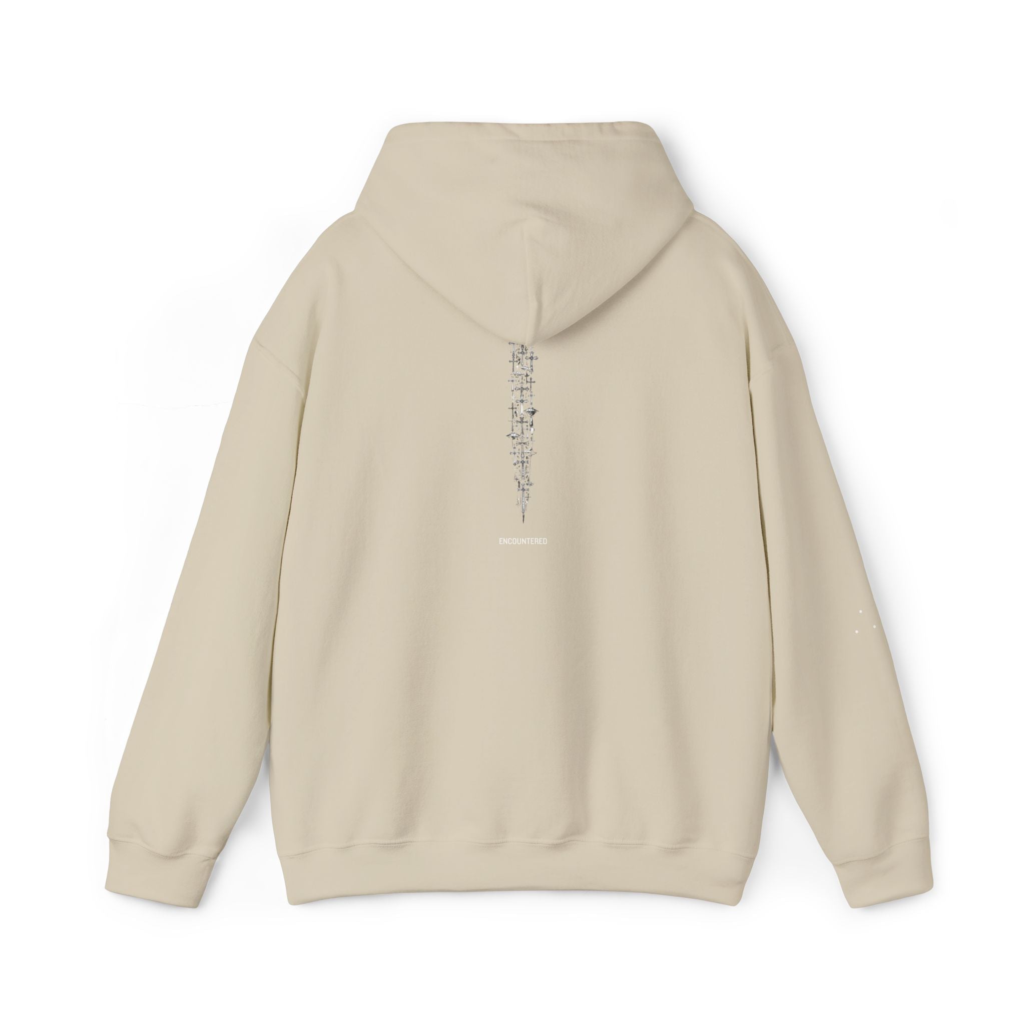 UFO Cross Hoodie Sandy – Minimal Beige Pullover
