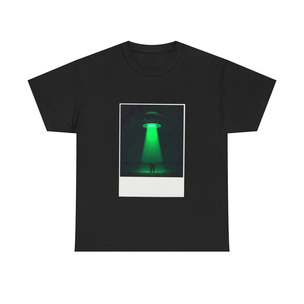 Black Abduction Polaroid Tee – Vintage UFO Graphic T-Shirt | Alien Apparel