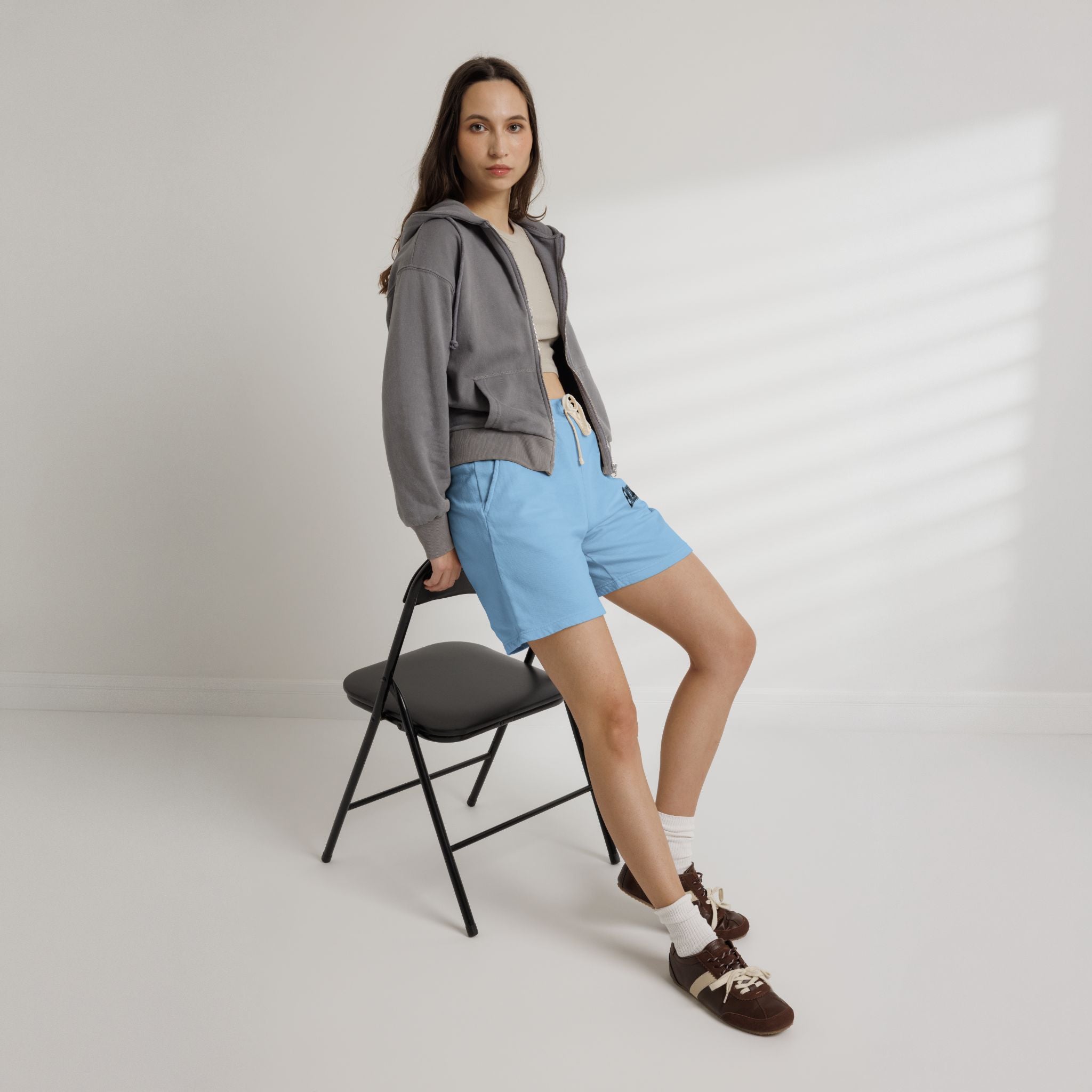 Light Blue Encountered UFO Logo Fleece Sweat Shorts