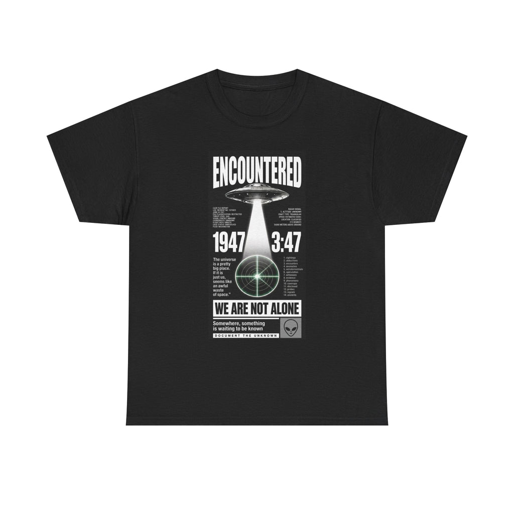 'We Are Not Alone' Vintage Alien Abduction Graphic Shirt Black