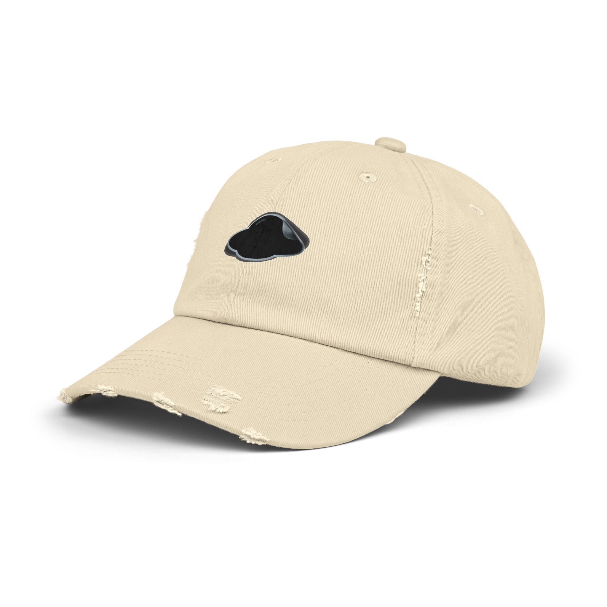 Distressed Stone Cap with Saucer Sticker Patch —  Distressed Hat