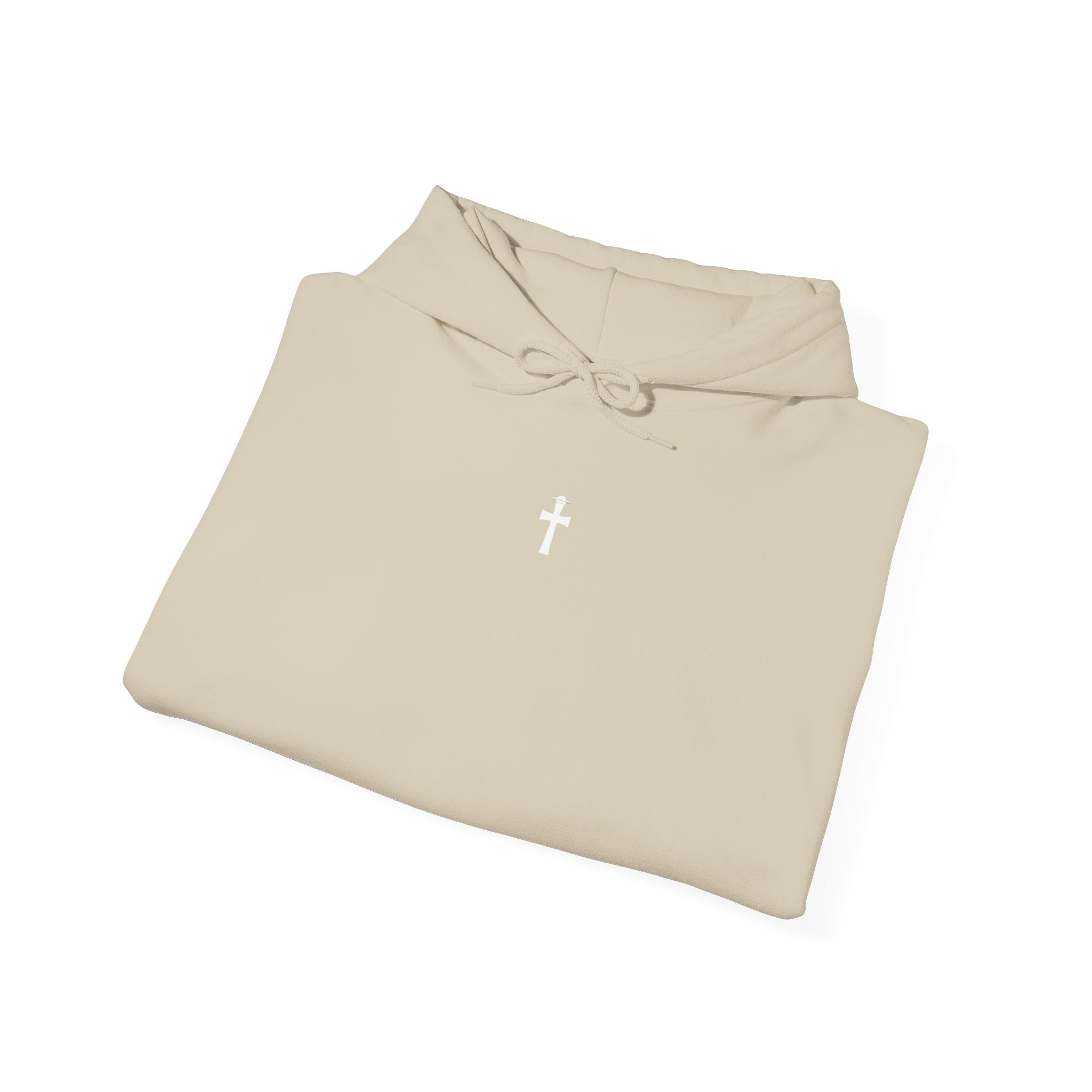 UFO Cross Hoodie Sandy – Minimal Beige Pullover