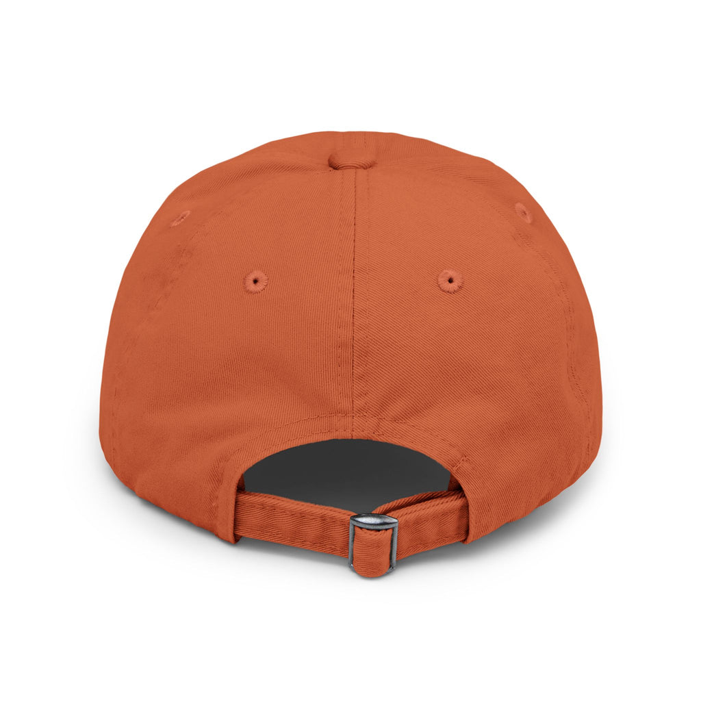 Distressed Orange Cap with Saucer Sticker Patch —  Distressed Hat