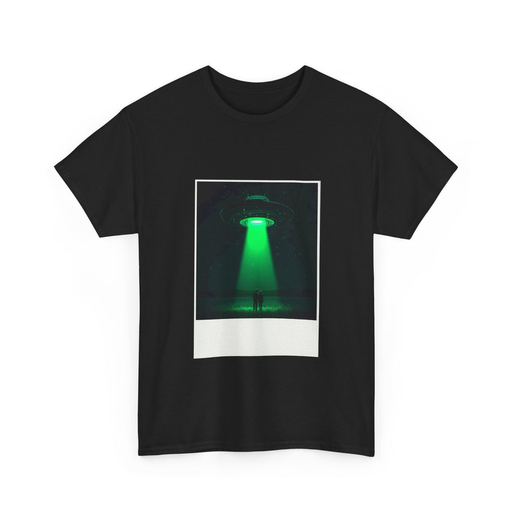 Black Abduction Polaroid Tee – Vintage UFO Graphic T-Shirt | Alien Apparel