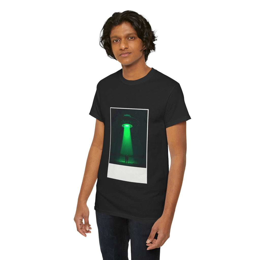 Black Abduction Polaroid Tee – Vintage UFO Graphic T-Shirt | Alien Apparel