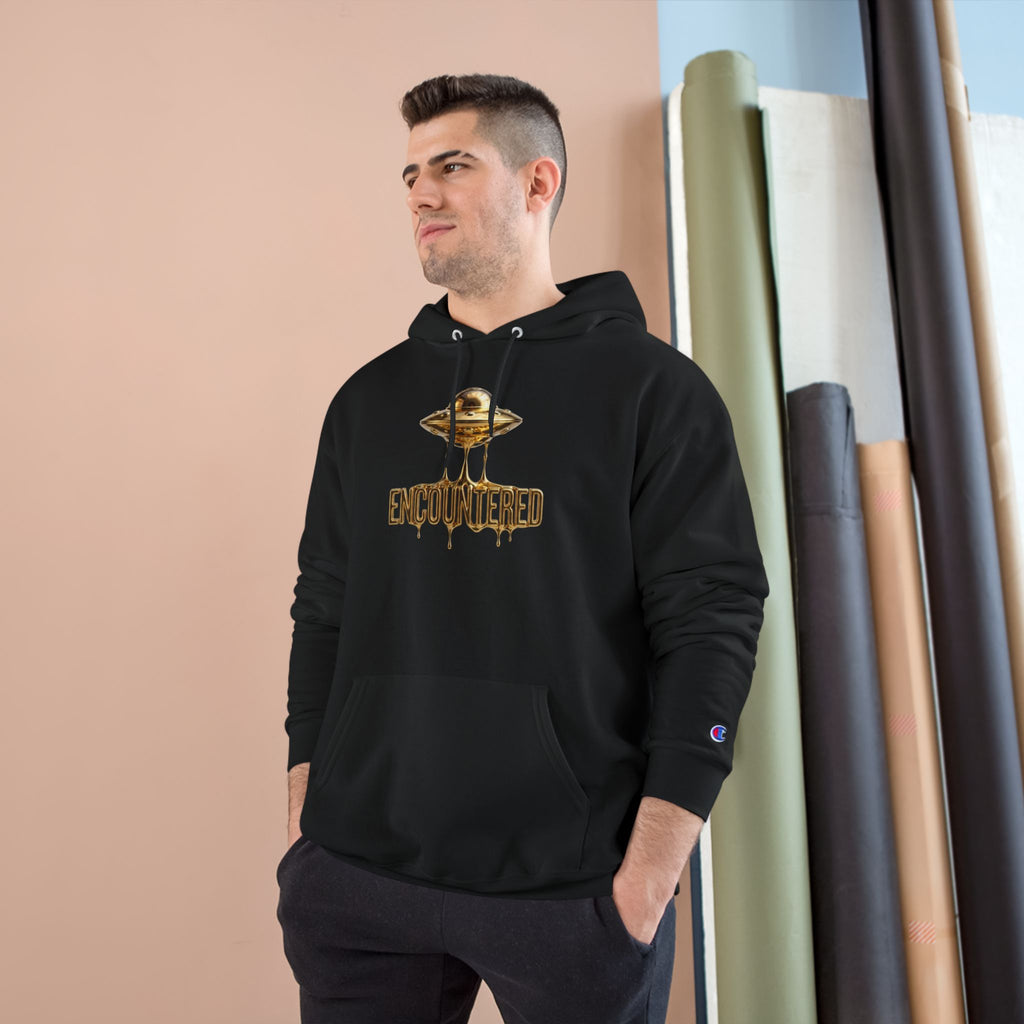 Black Encountered Gold UFO Hoodie – Metallic Gold UFO Graphic Pullover | UAP Clothing