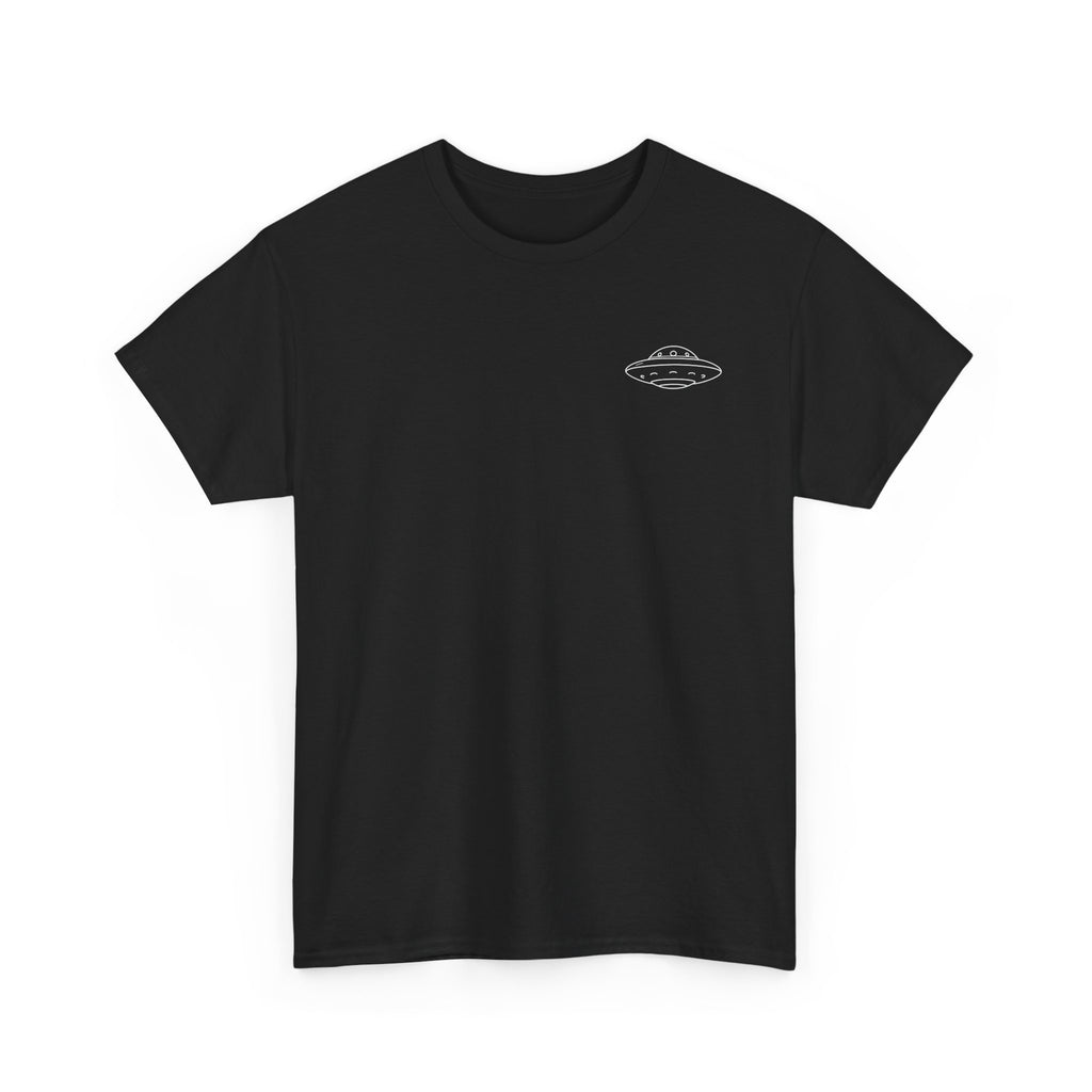 Black Alien Spaceship graphic T-shirt