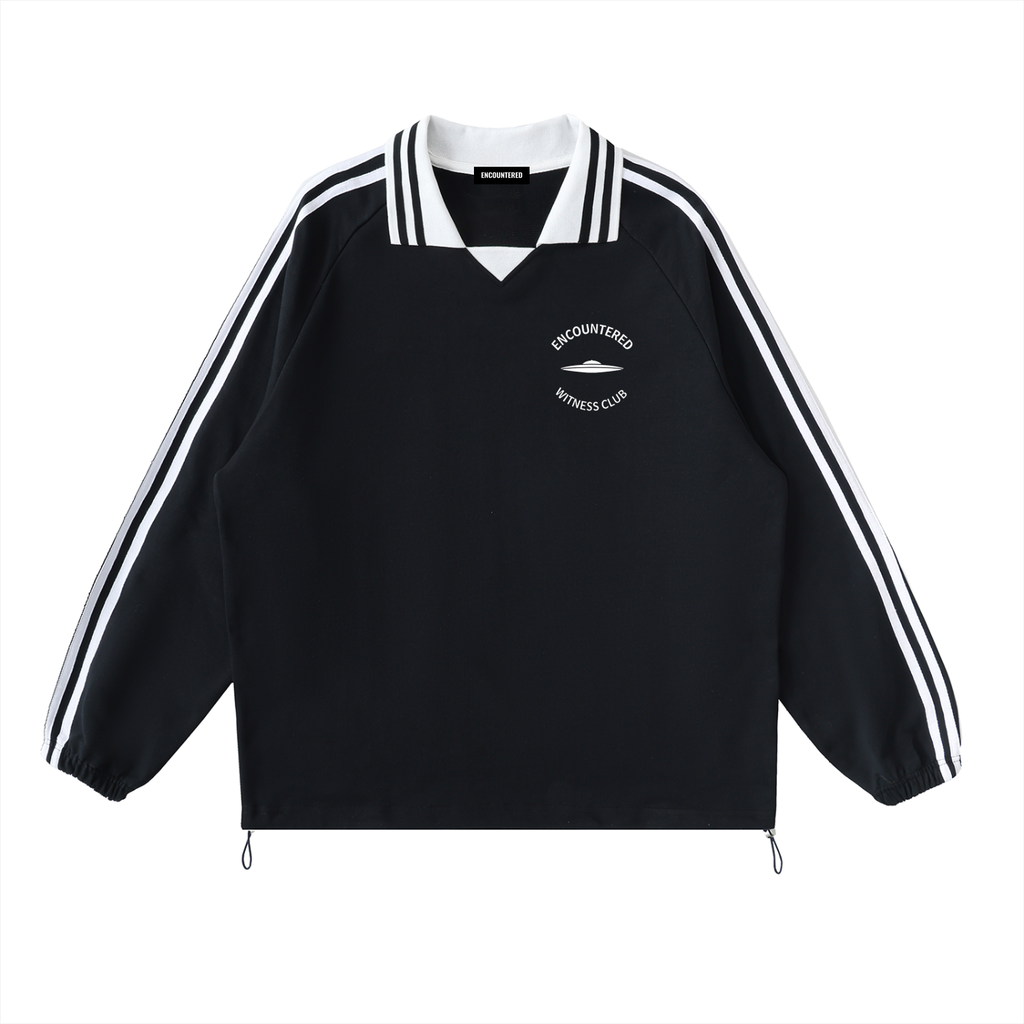Witness Club Striped Lapel Collar Sweatshirt
