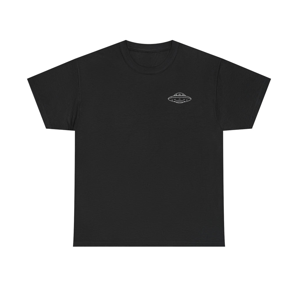 Black Alien Spaceship graphic T-shirt