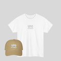 White UFO Witness T-Shirt & Khaki Dad Cap