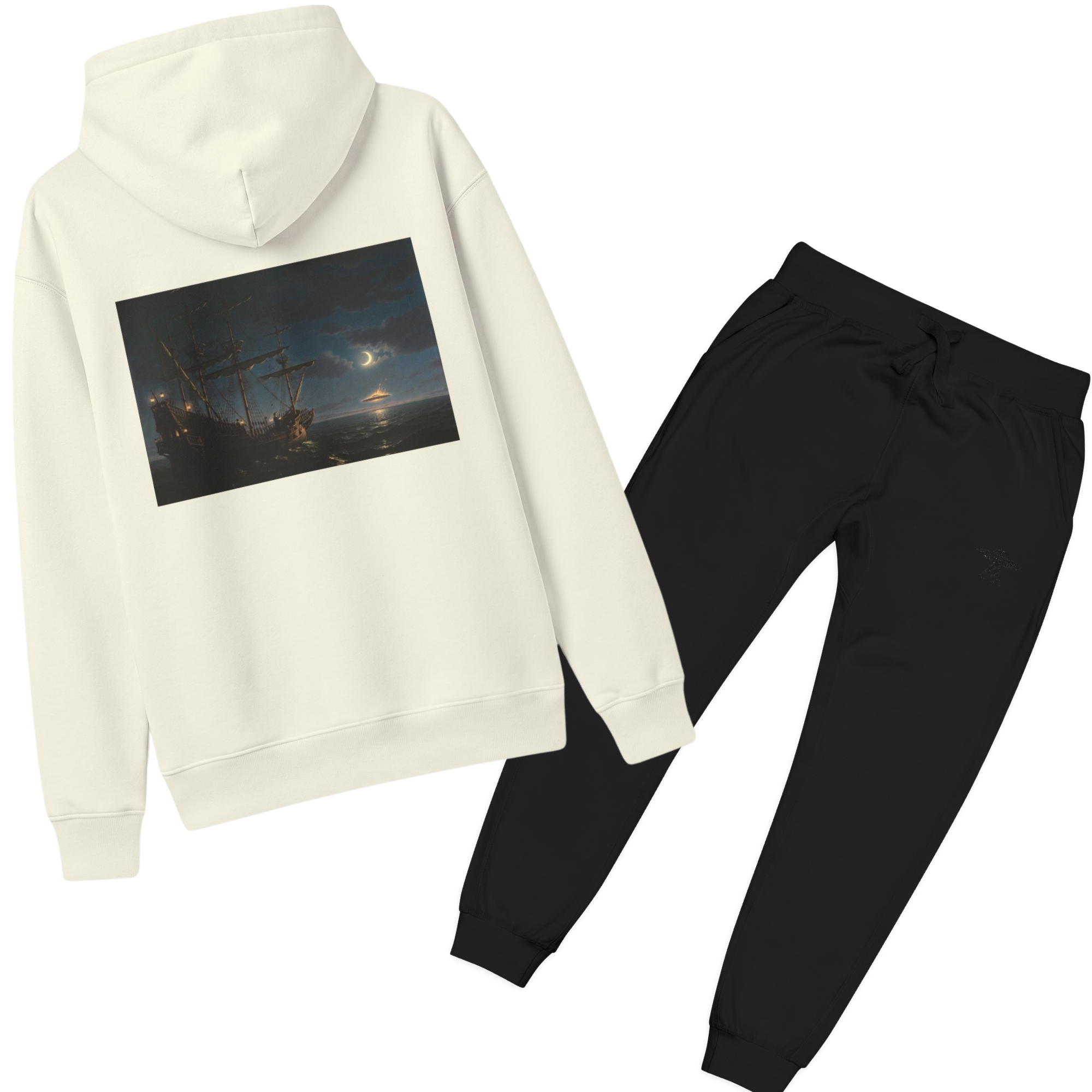 1492 Sighting Lounge Set – Columbus UFO Hoodie + Black Sweatpants